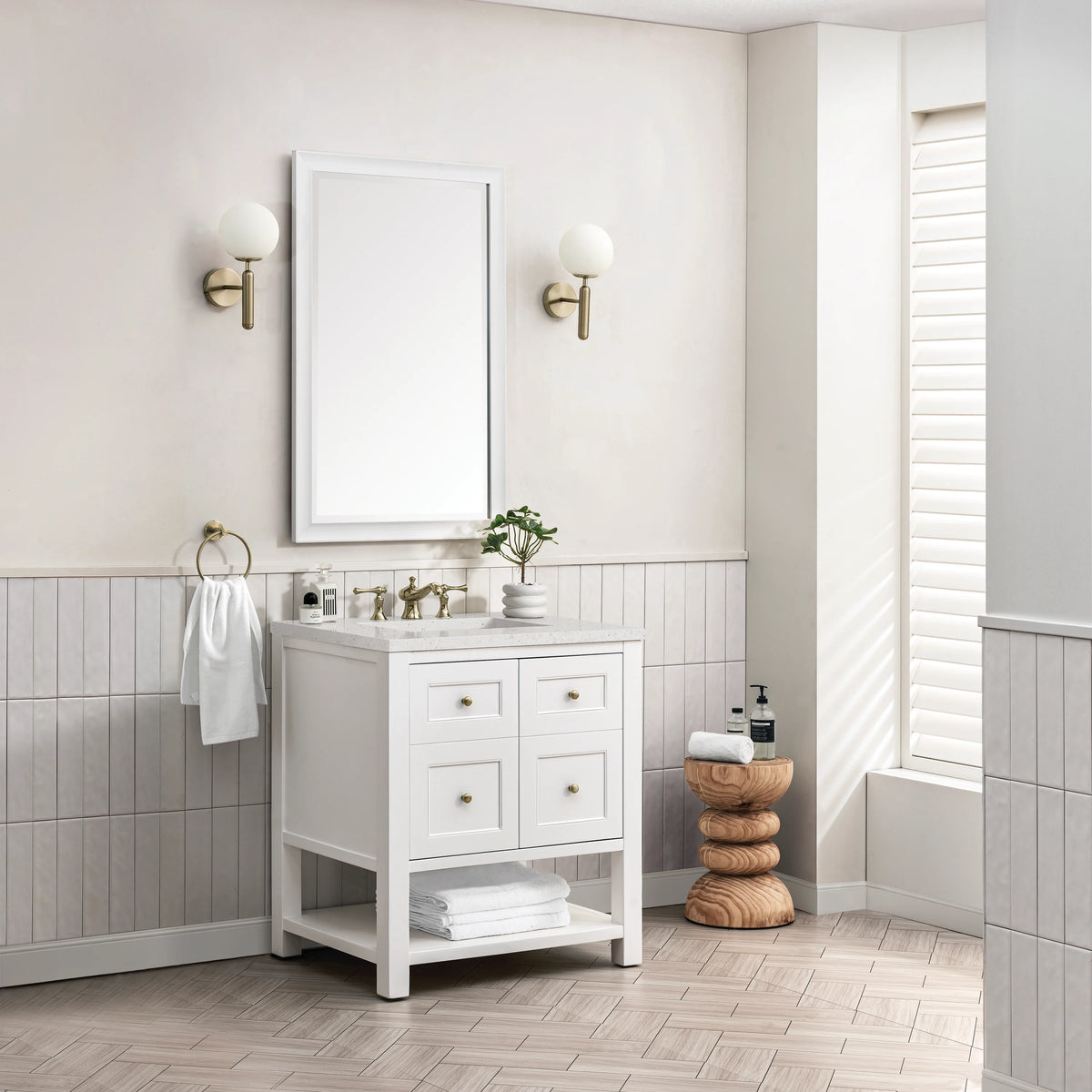 Breckenridge 30" Single Vanity, Bright White w/ 3 CM Lime Delight Top, view 4