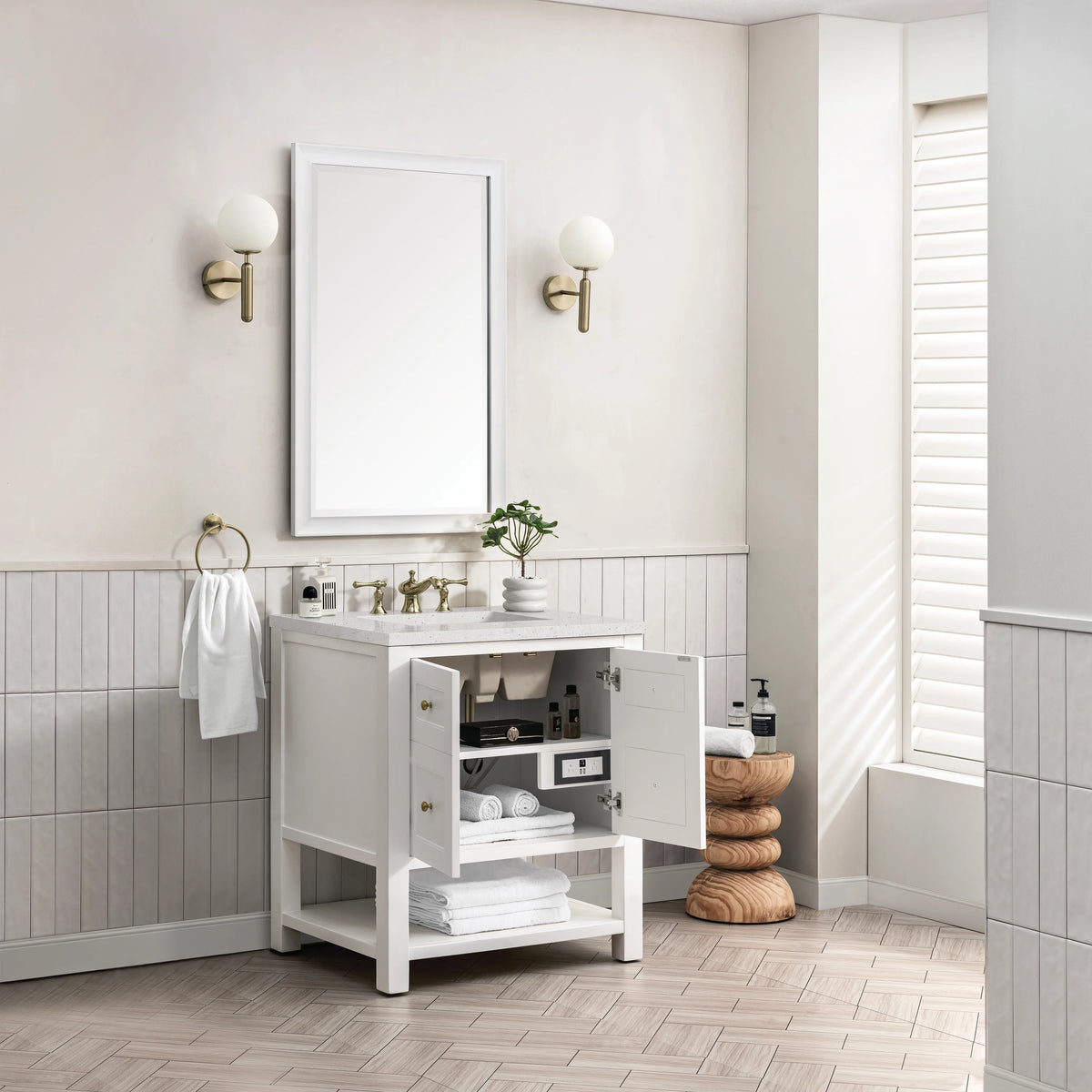 Breckenridge 30" Single Vanity, Bright White w/ 3 CM Lime Delight Top, view 5