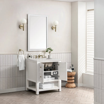 Breckenridge 30" Single Vanity, Bright White w/ 3 CM Lime Delight Top, view 5