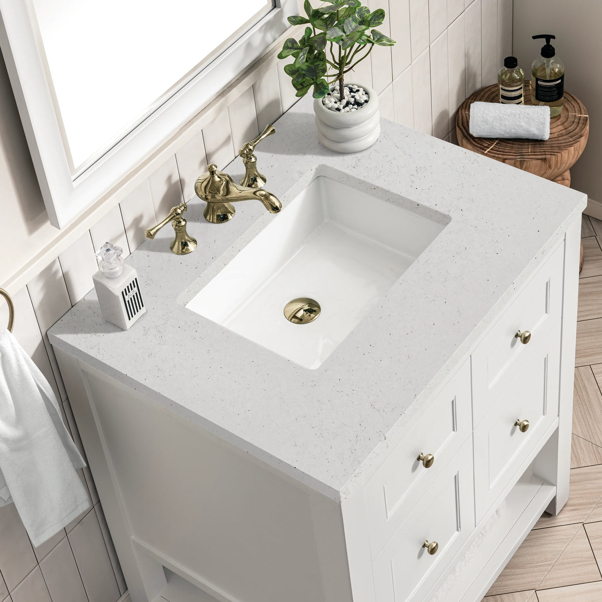 Breckenridge 30" Single Vanity, Bright White w/ 3 CM Lime Delight Top, view 7