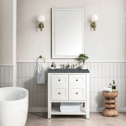 Breckenridge 30" Single Vanity, Bright White w/ 3 CM Parisien Bleu Top, view 3
