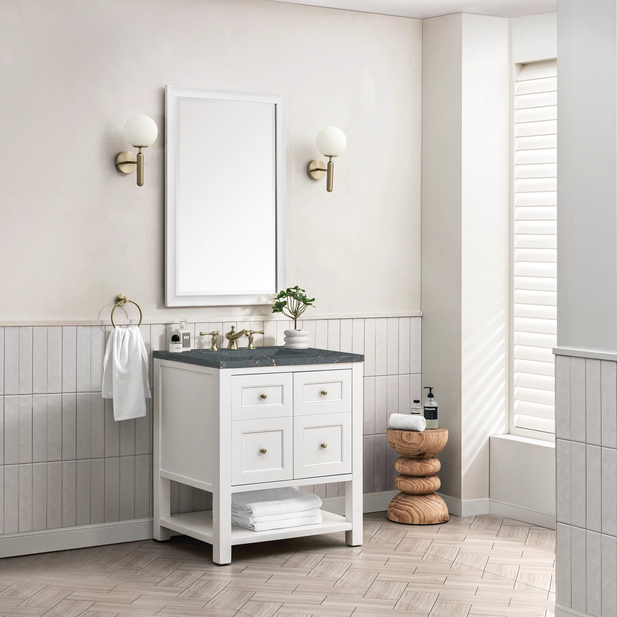 Breckenridge 30" Single Vanity, Bright White w/ 3 CM Parisien Bleu Top, view 4