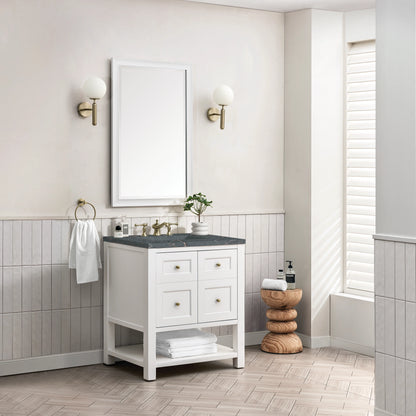Breckenridge 30" Single Vanity, Bright White w/ 3 CM Parisien Bleu Top, view 4
