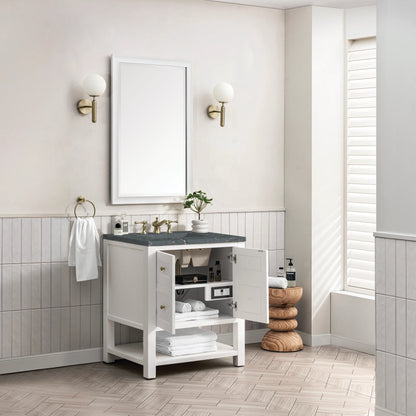 Breckenridge 30" Single Vanity, Bright White w/ 3 CM Parisien Bleu Top, view 5