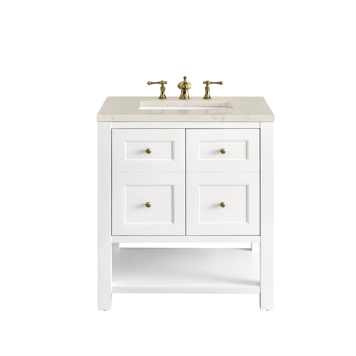 Breckenridge 30" Single Vanity, Bright White, w/ 3 CM Siberian Silestone Top