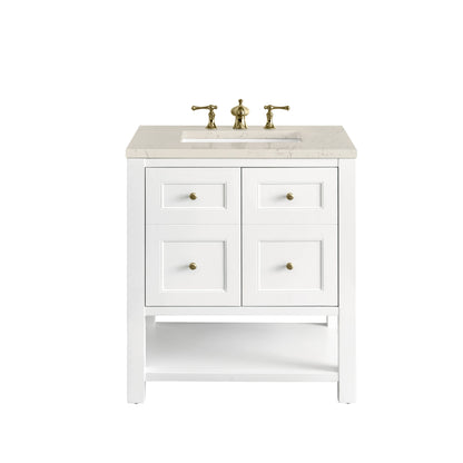 Breckenridge 30" Single Vanity, Bright White, w/ 3 CM Siberian Silestone Top