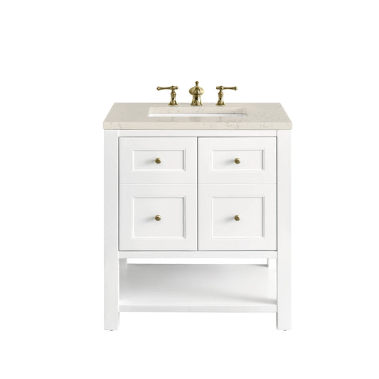 Breckenridge 30" Single Vanity, Bright White, w/ 3 CM Siberian Silestone Top