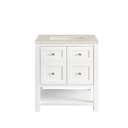Breckenridge 30" Single Vanity, Bright White, w/ 3 CM Siberian Silestone Top, view 2