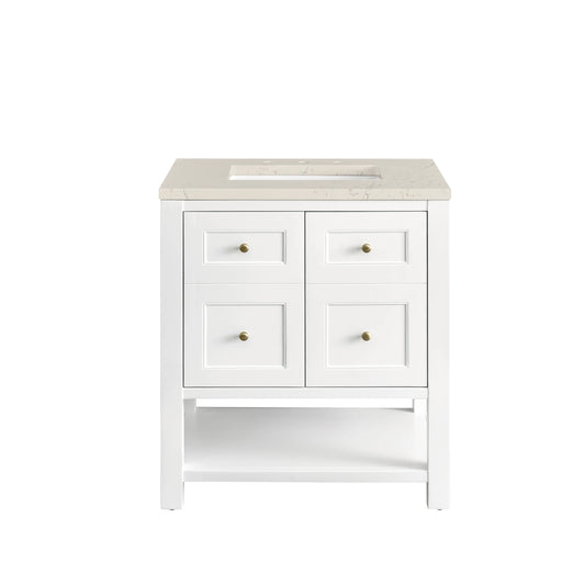 Breckenridge 30" Single Vanity, Bright White, w/ 3 CM Siberian Silestone Top, view 2