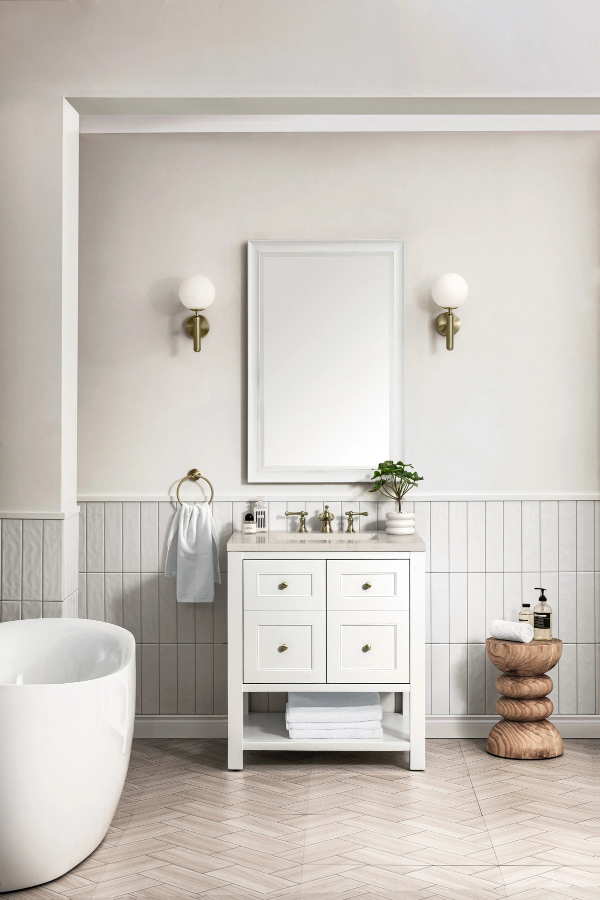 Breckenridge 30" Single Vanity, Bright White, w/ 3 CM Siberian Silestone Top, view 4