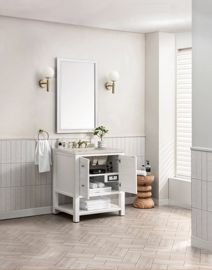 Breckenridge 30" Single Vanity, Bright White, w/ 3 CM Siberian Silestone Top, view 6