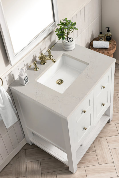 Breckenridge 30" Single Vanity, Bright White, w/ 3 CM Siberian Silestone Top, view 8