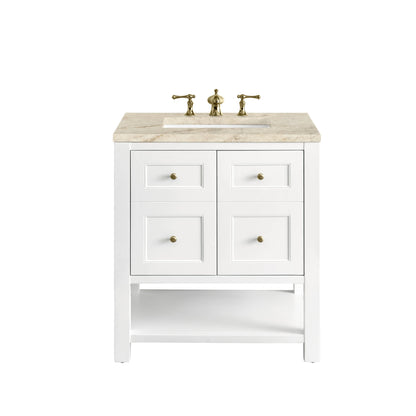 Breckenridge 30" Single Vanity, Bright White, w/ 3 CM Tajnar Eclos Top