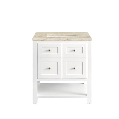 Breckenridge 30" Single Vanity, Bright White, w/ 3 CM Tajnar Eclos Top, view 2