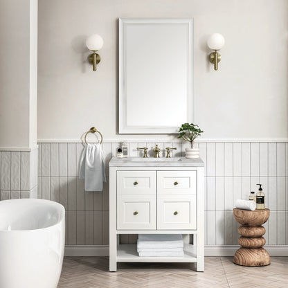 Breckenridge 30" Single Vanity, Bright White w/ 3 CM Victorian Silver Top, view 3