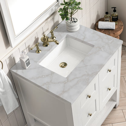 Breckenridge 30" Single Vanity, Bright White w/ 3 CM Victorian Silver Top, view 7