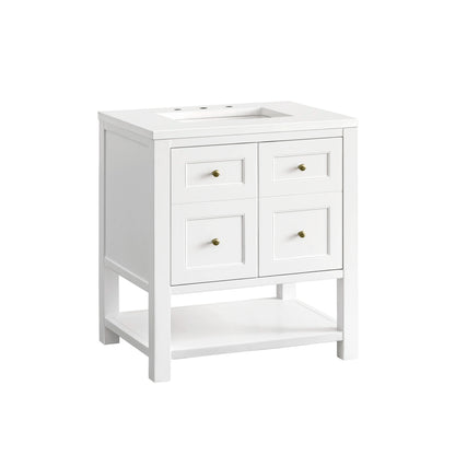 Breckenridge 30" Single Vanity, Bright White w/ 3 CM White Zeus Top, view 13
