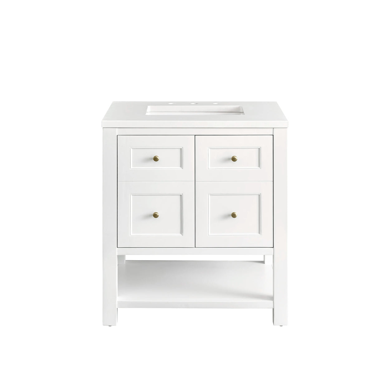 Breckenridge 30" Single Vanity, Bright White w/ 3 CM White Zeus Top, view 2