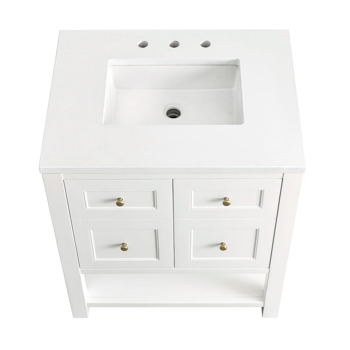 Breckenridge 30" Single Vanity, Bright White w/ 3 CM White Zeus Top, view 8