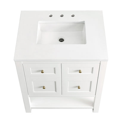Breckenridge 30" Single Vanity, Bright White w/ 3 CM White Zeus Top, view 8