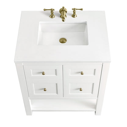 Breckenridge 30" Single Vanity, Bright White w/ 3 CM White Zeus Top, view 9