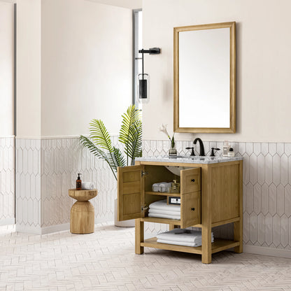 Breckenridge 30" Single Vanity, Light Natural Oak w/ 3 CM Carrara Marble Top, view 4