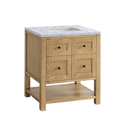 Breckenridge 30" Single Vanity, Light Natural Oak w/ 3 CM Carrara Marble Top, view 9