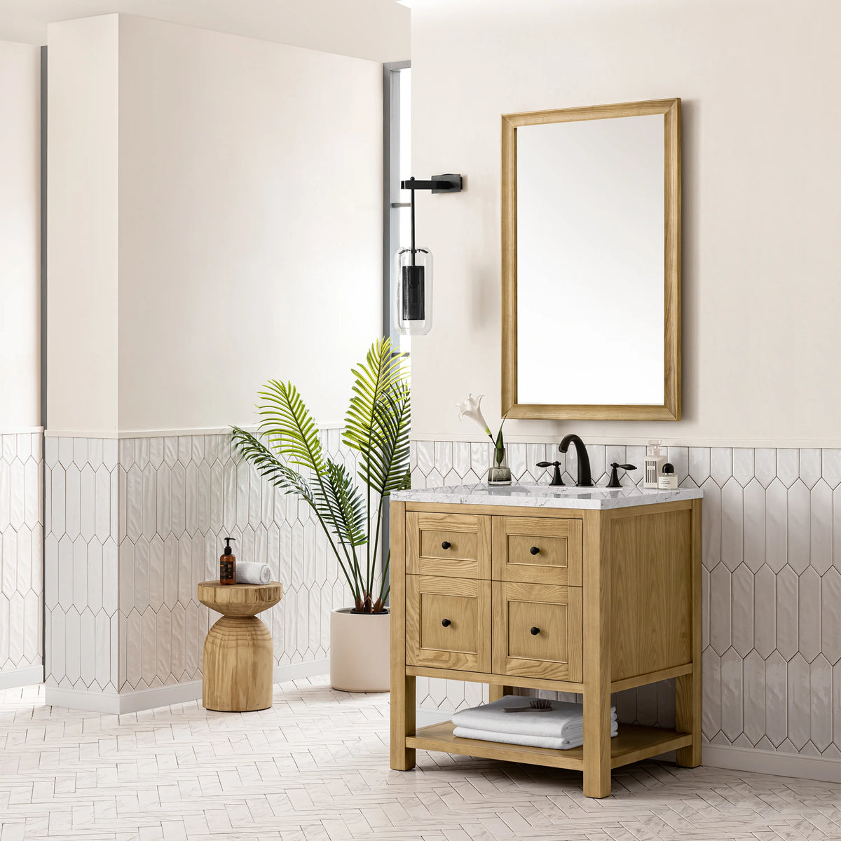 Breckenridge 30" Single Vanity, Light Natural Oak w/ 3 CM Eternal Jasmine Pearl Top, view 4