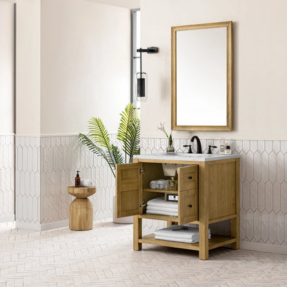 Breckenridge 30" Single Vanity, Light Natural Oak w/ 3 CM Ethereal Noctis Top, view 5