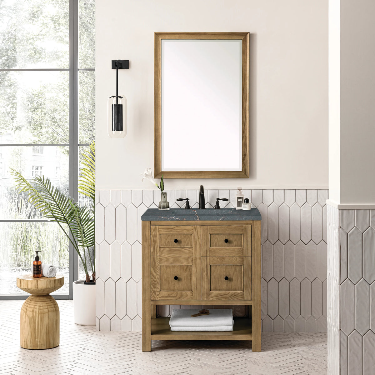 Breckenridge 30" Single Vanity, Light Natural Oak w/ 3 CM Parisien Bleu Top, view 3