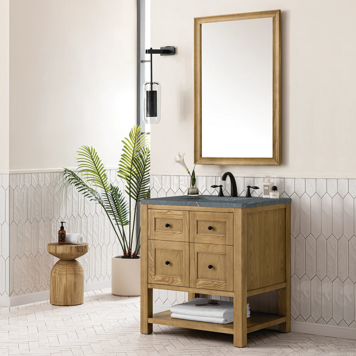 Breckenridge 30" Single Vanity, Light Natural Oak w/ 3 CM Parisien Bleu Top, view 4