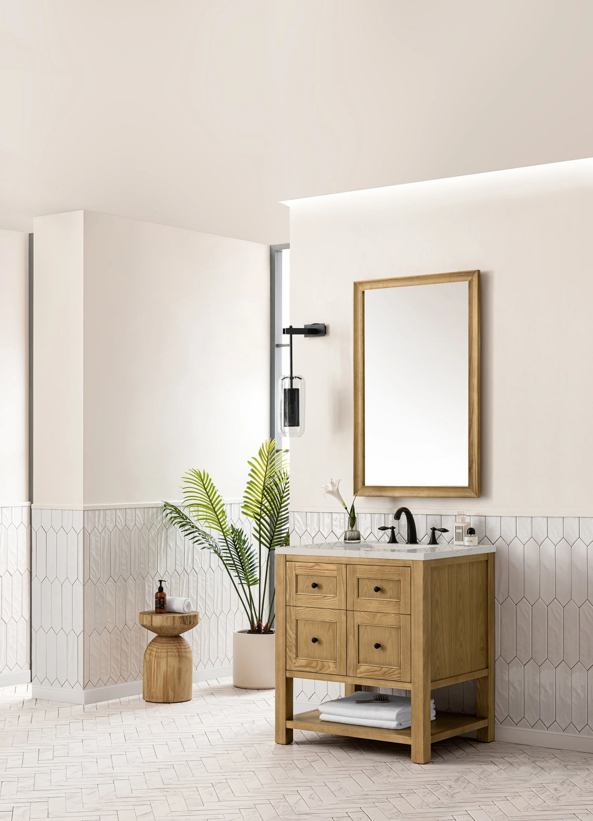 Breckenridge 30" Single Vanity, Light Natural Oak, w/ 3 CM Siberian Silestone Top, view 5