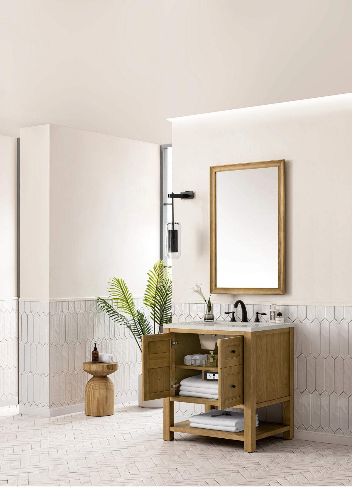 Breckenridge 30" Single Vanity, Light Natural Oak, w/ 3 CM Siberian Silestone Top, view 6