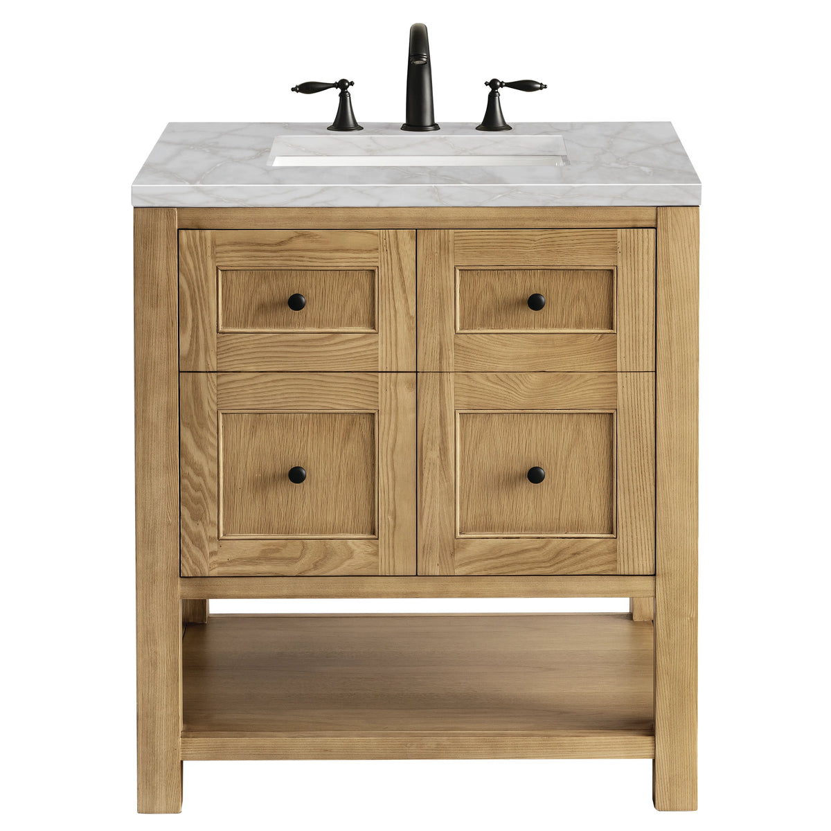 Breckenridge 30" Single Vanity, Light Natural Oak w/ 3 CM Victorian Silver Top