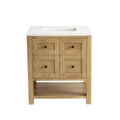 Breckenridge 30" Single Vanity, Light Natural Oak w/ 3 CM White Zeus Top, view 2