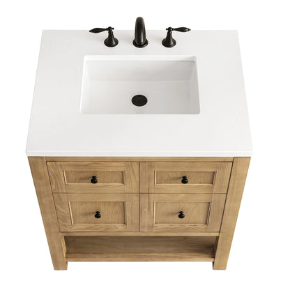 Breckenridge 30" Single Vanity, Light Natural Oak w/ 3 CM White Zeus Top, view 9
