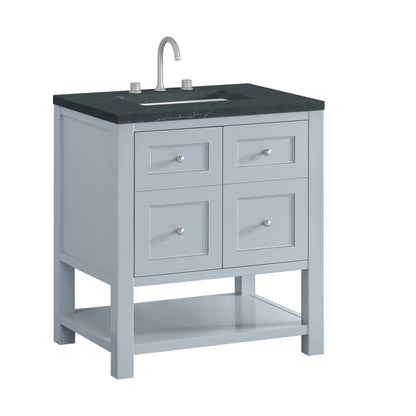 Breckenridge 30" Single Vanity, Serenity Blue, w/ 3 CM Charcoal Soapstone Quartz Top, view 10