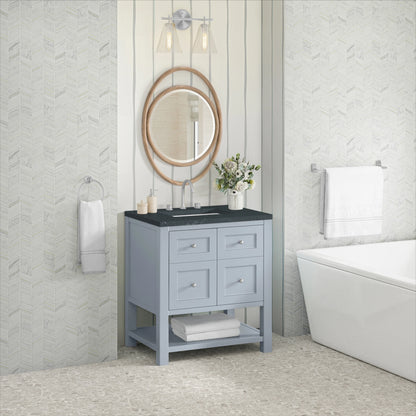 Breckenridge 30" Single Vanity, Serenity Blue, w/ 3 CM Charcoal Soapstone Quartz Top, view 4