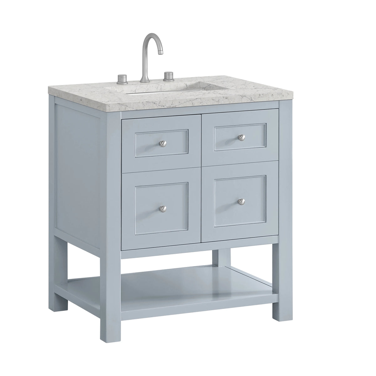 Breckenridge 30" Single Vanity, Serenity Blue, w/ 3 CM Eternal Jasmine Pearl Quartz Top, view 10