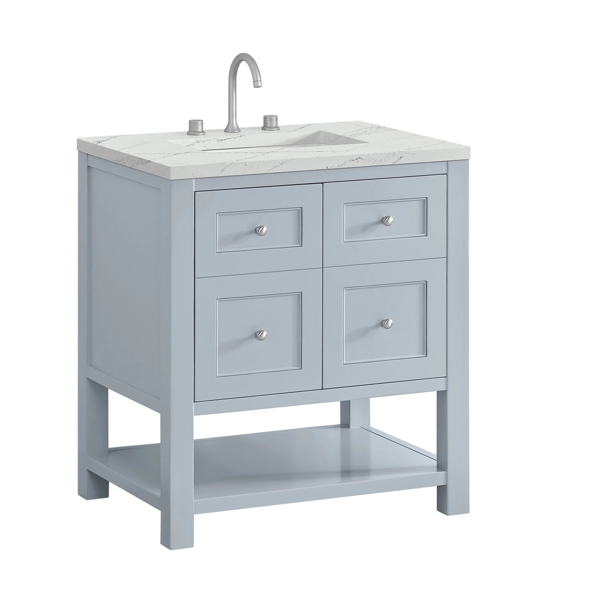 Breckenridge 30" Single Vanity, Serenity Blue, w/ 3 CM Ethereal Noctis Quartz Top, view 10