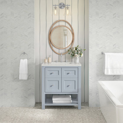 Breckenridge 30" Single Vanity, Serenity Blue, w/ 3 CM Lime Delight Quartz Top, view 3