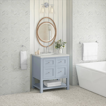 Breckenridge 30" Single Vanity, Serenity Blue, w/ 3 CM Lime Delight Quartz Top, view 4