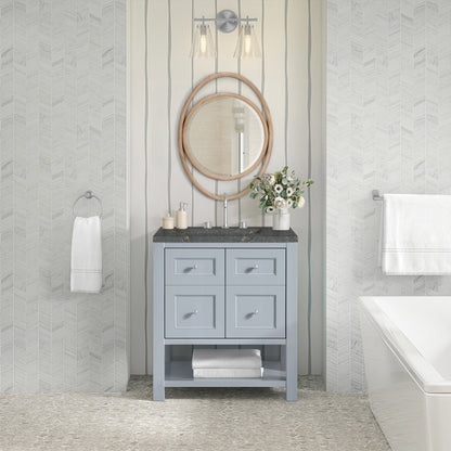 Breckenridge 30" Single Vanity, Serenity Blue, w/ 3 CM Parisien Bleu Quartz Top, view 3