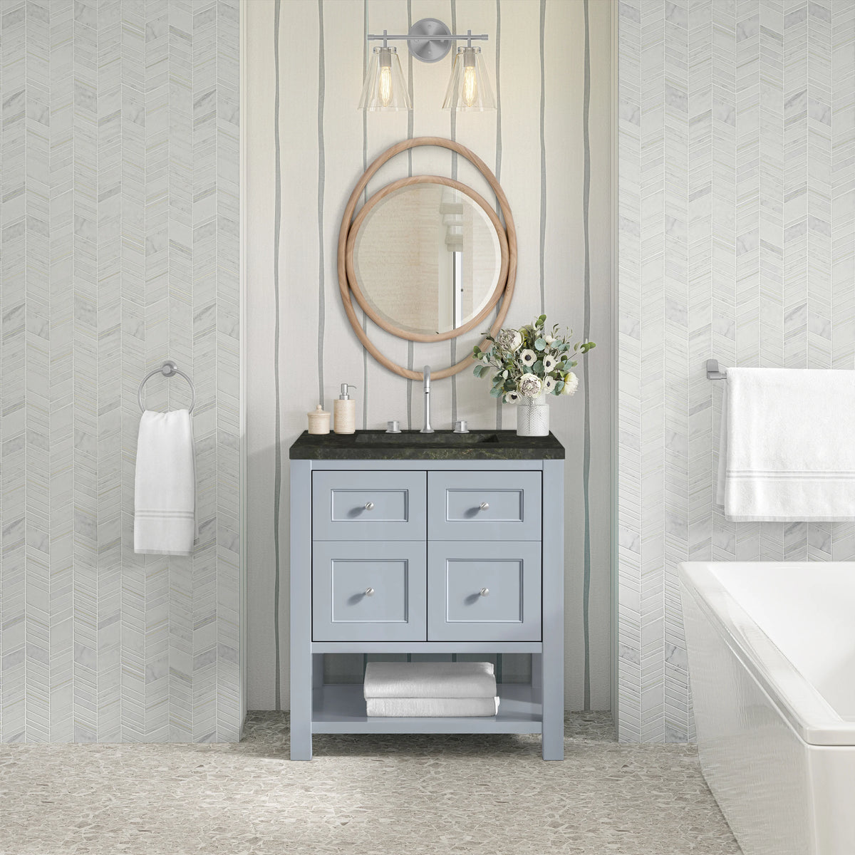 Breckenridge 30" Single Vanity, Serenity Blue, w/ 3 CM Phantome Eclos Top, view 3