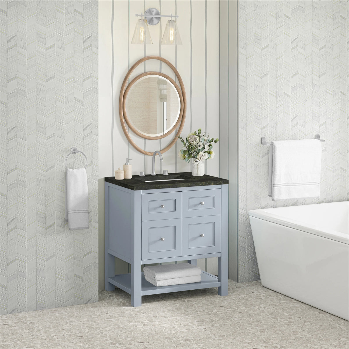 Breckenridge 30" Single Vanity, Serenity Blue, w/ 3 CM Phantome Eclos Top, view 4