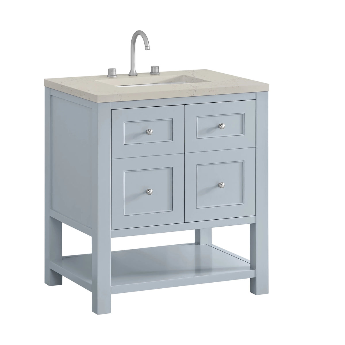 Breckenridge 30" Single Vanity, Serenity Blue, w/ 3 CM Siberian Silestone Top, view 10