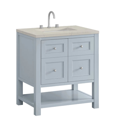 Breckenridge 30" Single Vanity, Serenity Blue, w/ 3 CM Siberian Silestone Top, view 10