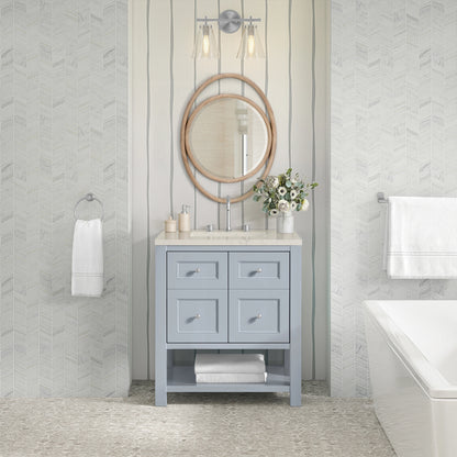 Breckenridge 30" Single Vanity, Serenity Blue, w/ 3 CM Siberian Silestone Top, view 3