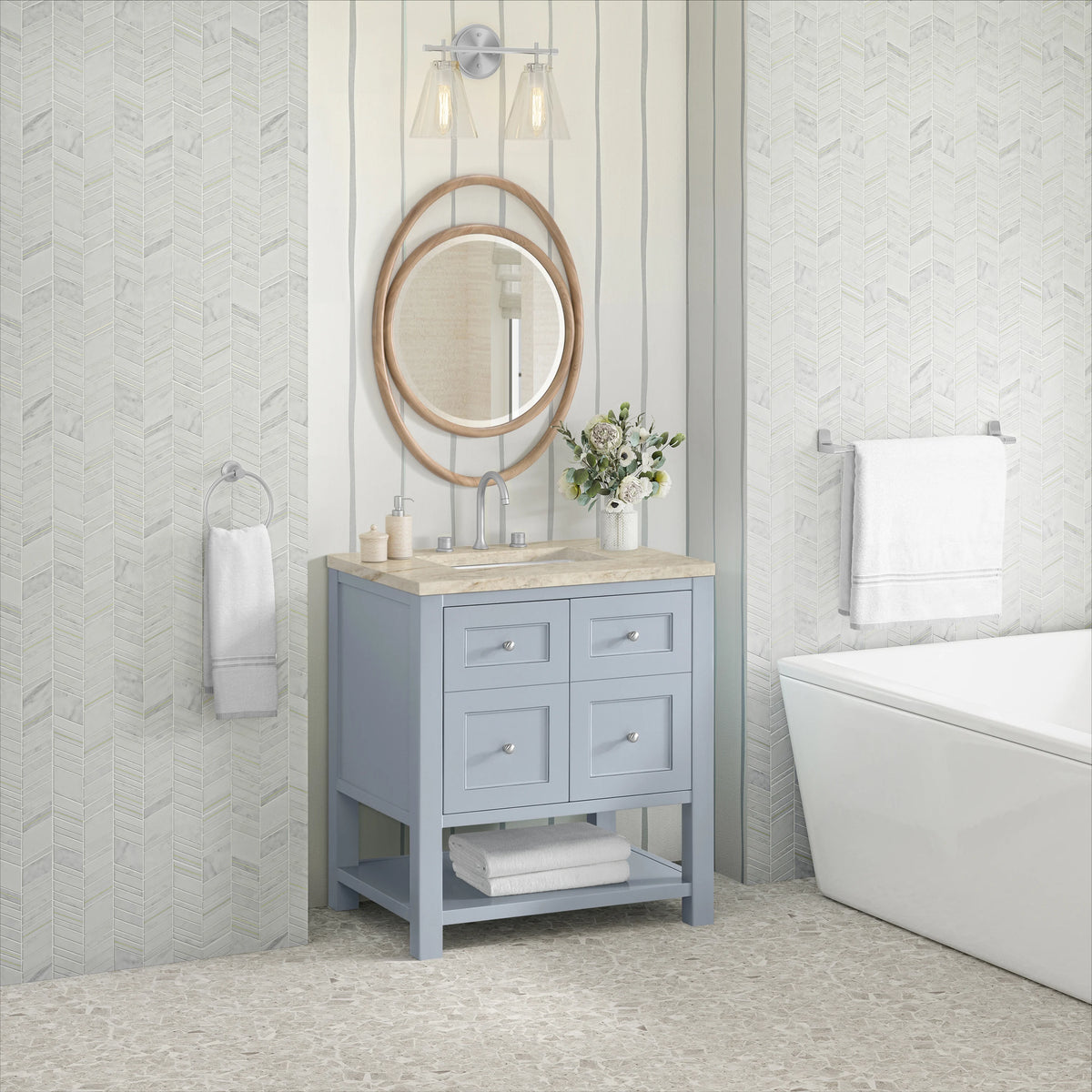 Breckenridge 30" Single Vanity, Serenity Blue, w/ 3 CM Tajnar Eclos Top, view 4