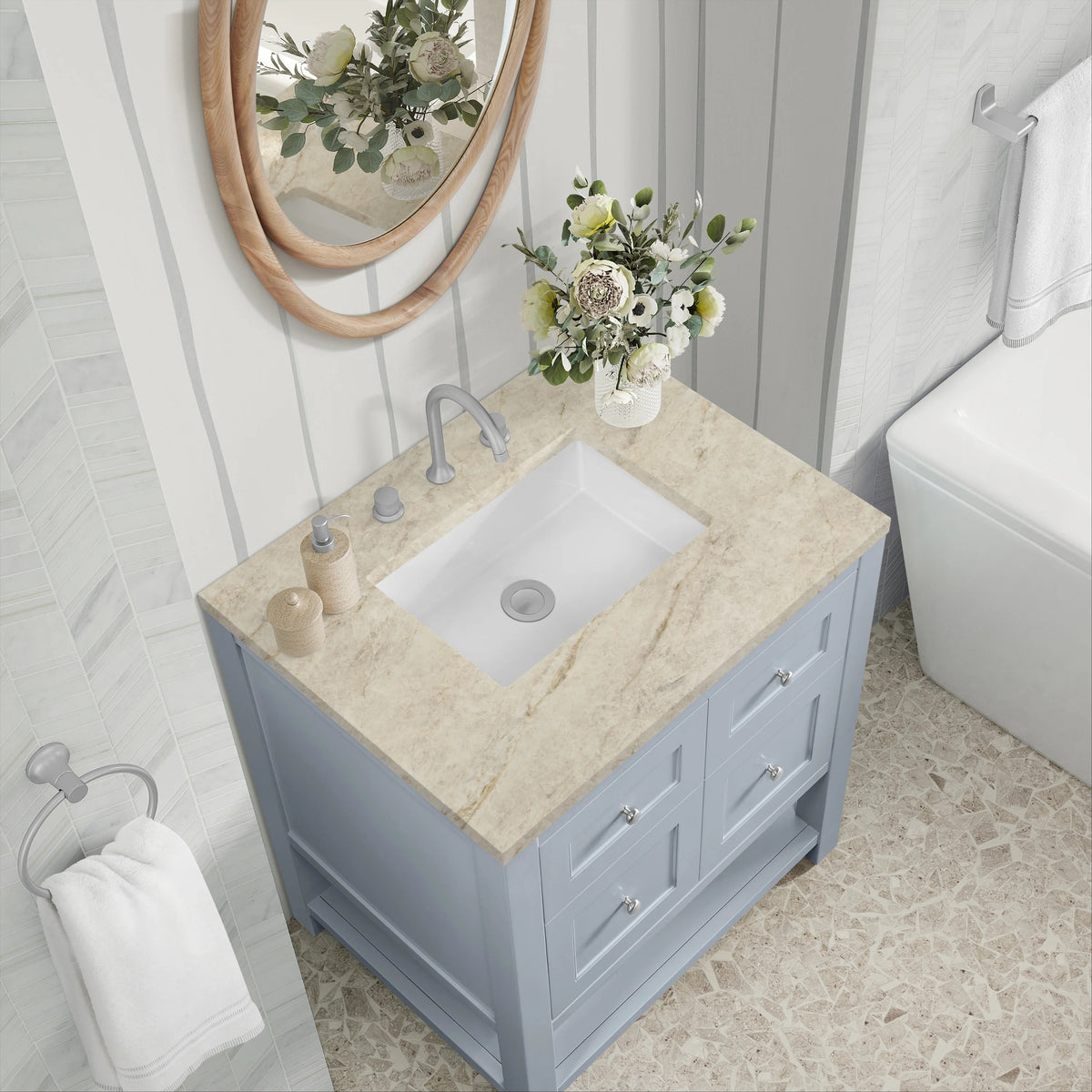 Breckenridge 30" Single Vanity, Serenity Blue, w/ 3 CM Tajnar Eclos Top, view 7